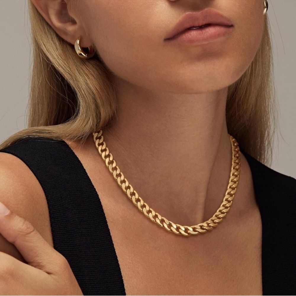 NEW 14K Gold Plated Cuban link chain necklace